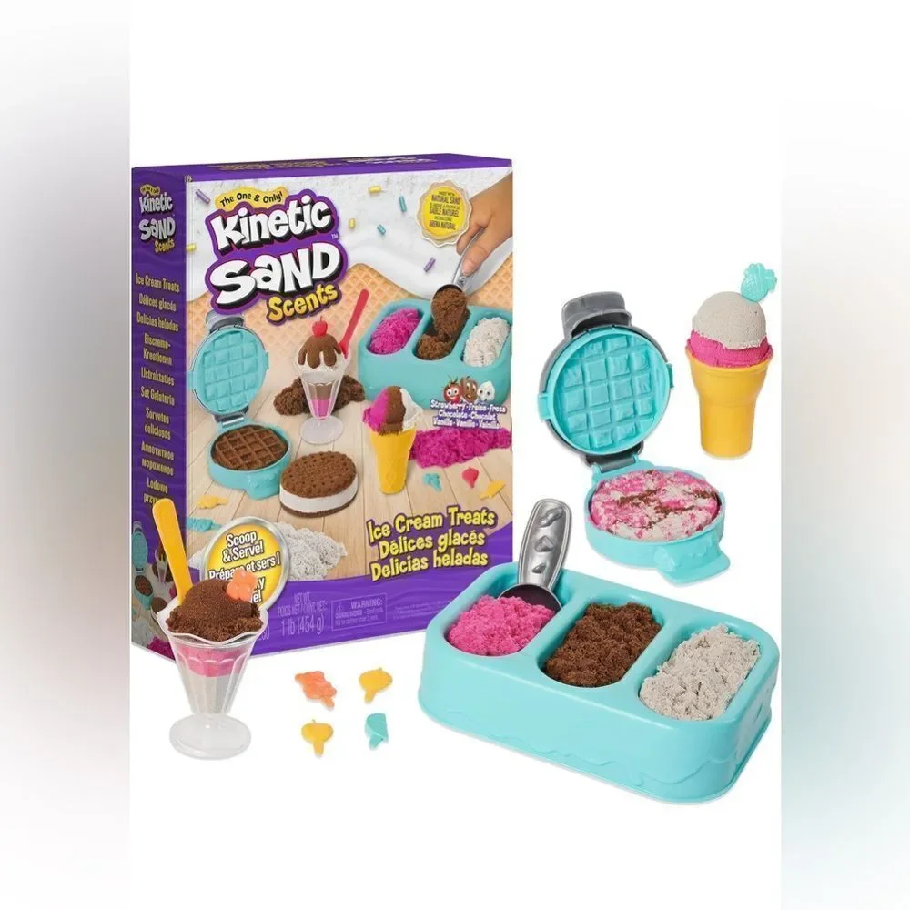 Kinetic Sand Scents Ice Cream Treats Playset Scented Sand and 6 Serving tools